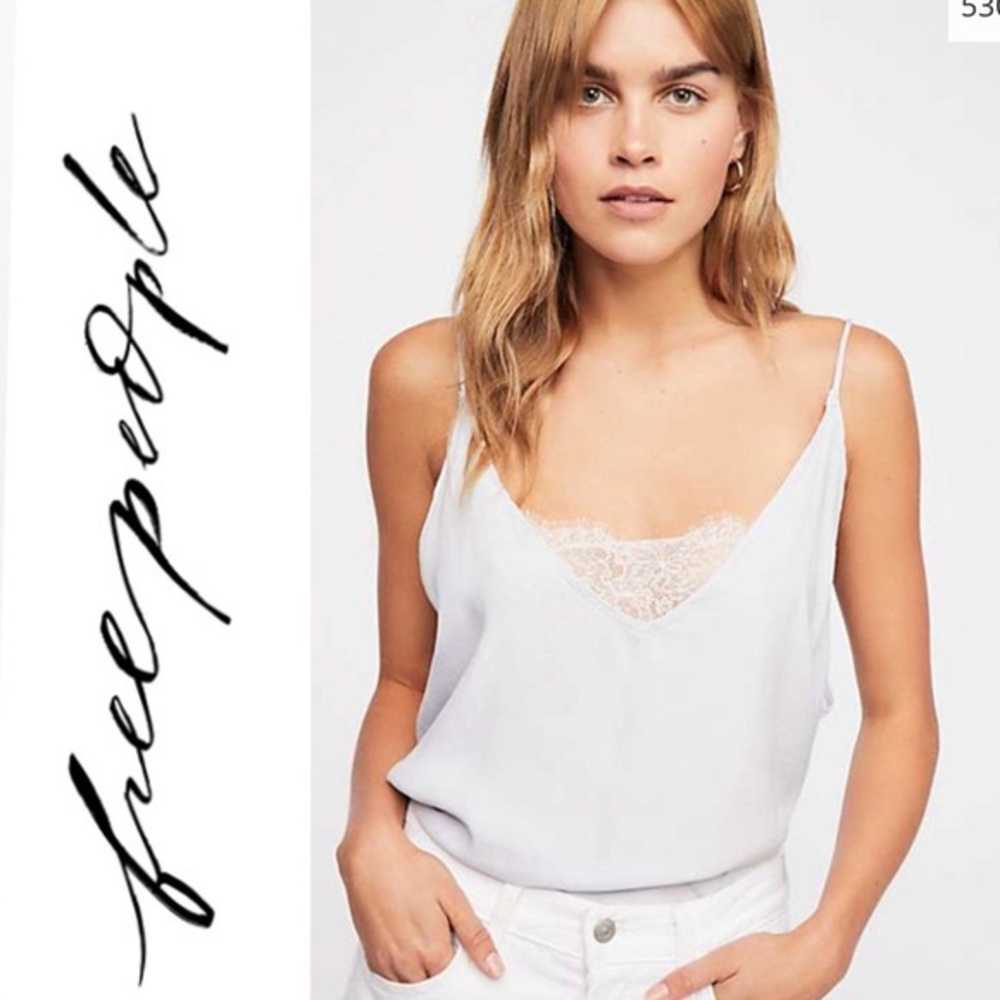 Free people deep v lace tank